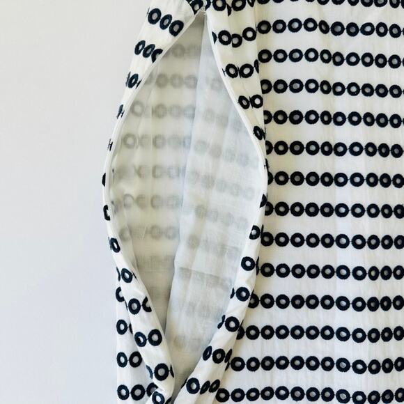 Duffield Lane Eyelet Bridgeport White Navy Tunic Shift Dress Size Large Nautical - Picture 8 of 8